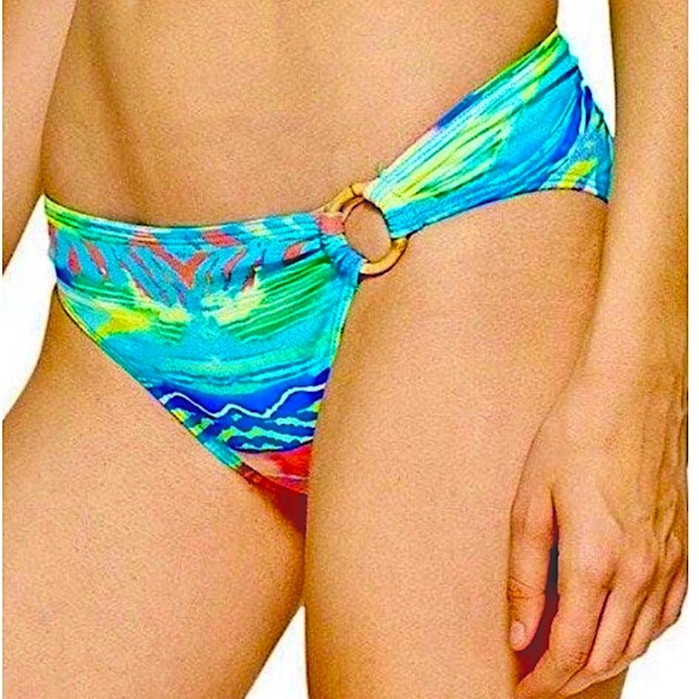 RALPH LAUREN Beautiful NWT bikini bottoms tropical print blue green coral white